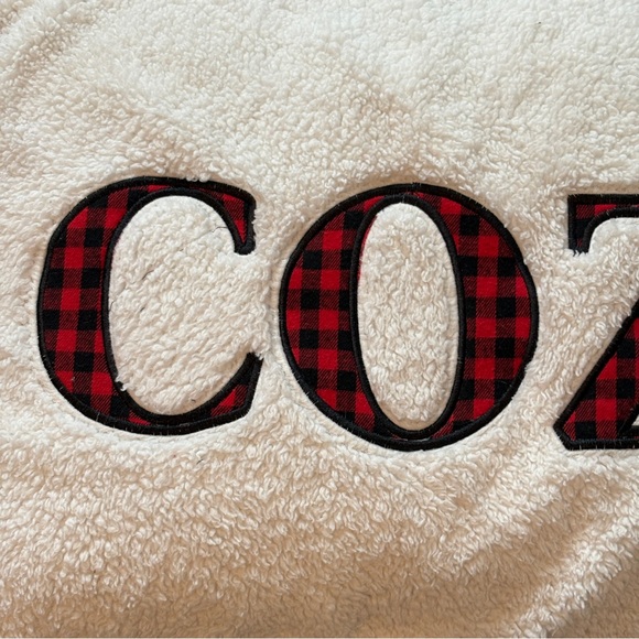 COZY Pillow Covers Red and Black Checked / Soft Faux Sherpa / Jingles & Joy Bran - Picture 2 of 6